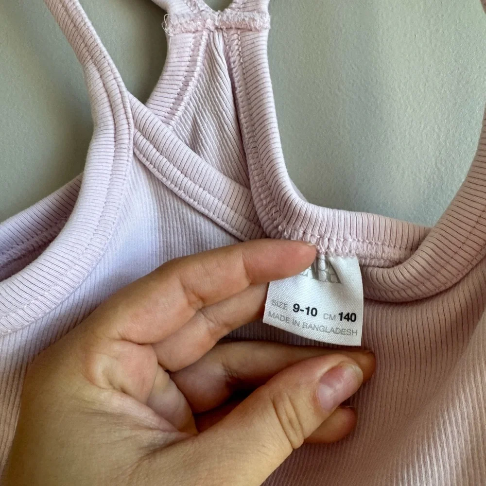 Zara Blush Ribbed Tank Top Girls 9 10 Minimal Coquette Balletcore Softcore